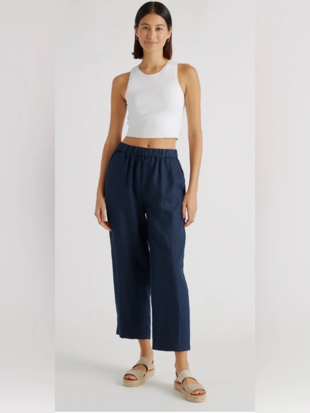 Quince  100% European Linen Pants in Deep Navy.SizeS